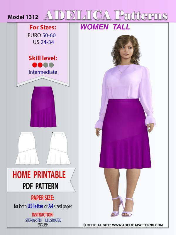 Plus size Sewing pattern flounce skirt