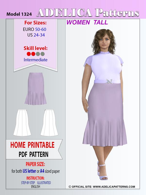 Dress With Panel Godet Skirt - Sewing Pattern #S4066. Made-to-measure  sewing pattern from Lekala with free online download.