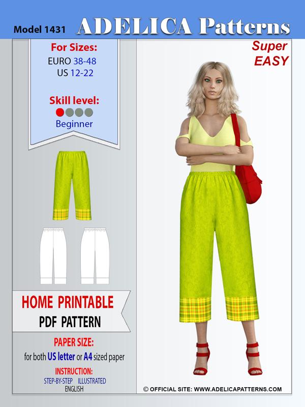Paperbag Capri Pants PDF Sewing Pattern Elastic Waist