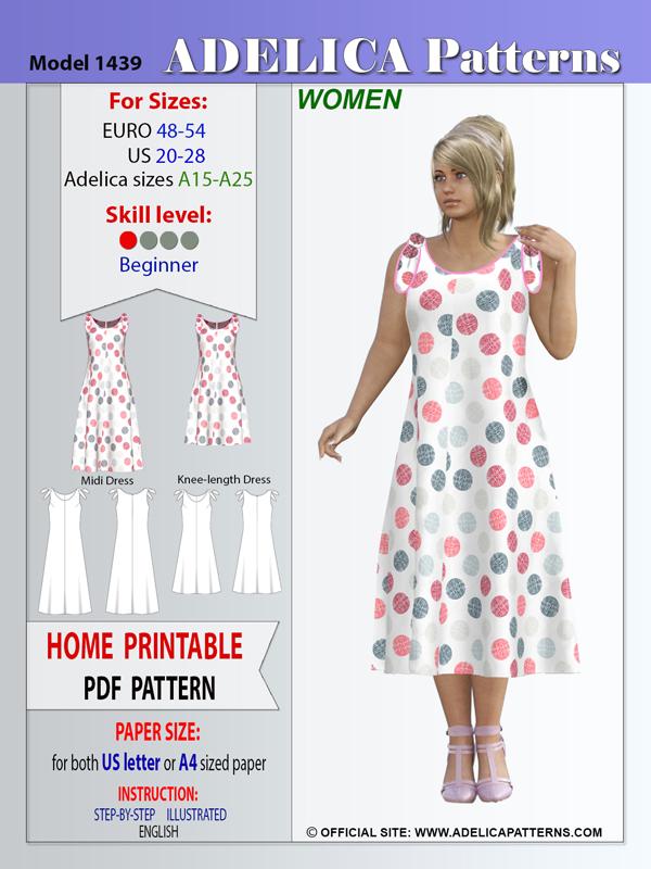 pattern 1439 Plus size sewing pattern dress PDF