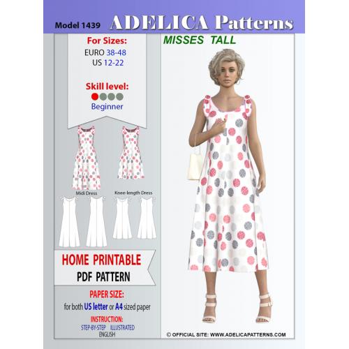 Adelica pattern 1439 Misses Tall Sewing Pattern Dress PDF