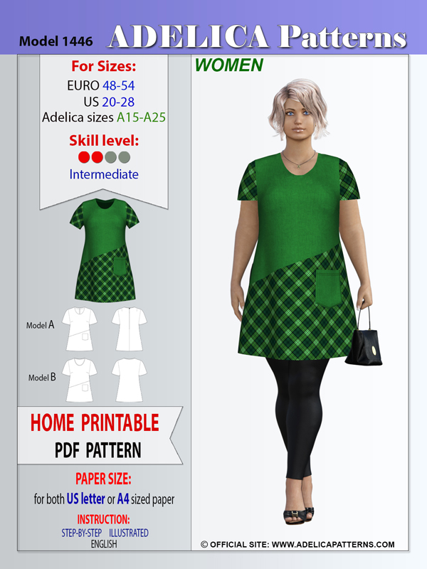 Adelica pattern 1446 Plus size dress-tunic sewing patterns Adelica pattern 1446 Plus size dress-tunic sewing patterns