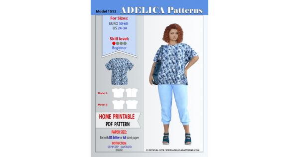 Plus size sewing pattern tunic PDF
