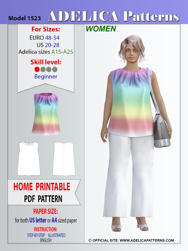 Adelica pattern 1523 Plus size Top Tunic sewing pattern Adelica pattern 1523 Plus size Top Tunic sewing pattern