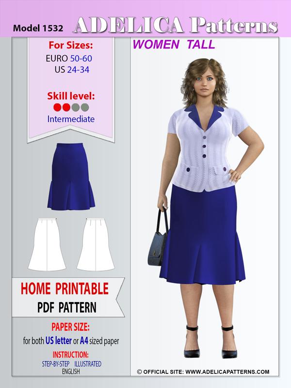 Plus size Sewing pattern skirt PDF