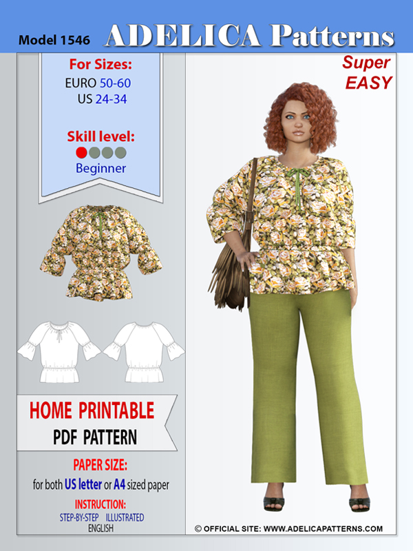 Adelica pattern 1546 Plus size Tunic sewing patterns Adelica pattern 1546 Plus size Tunic sewing patterns