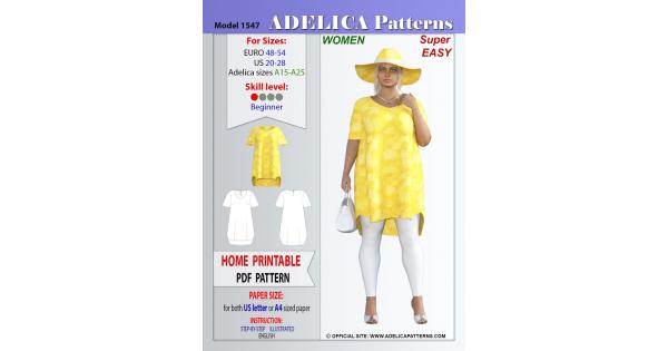 Adelica pattern 1547 Plus size tunic sewing patterns