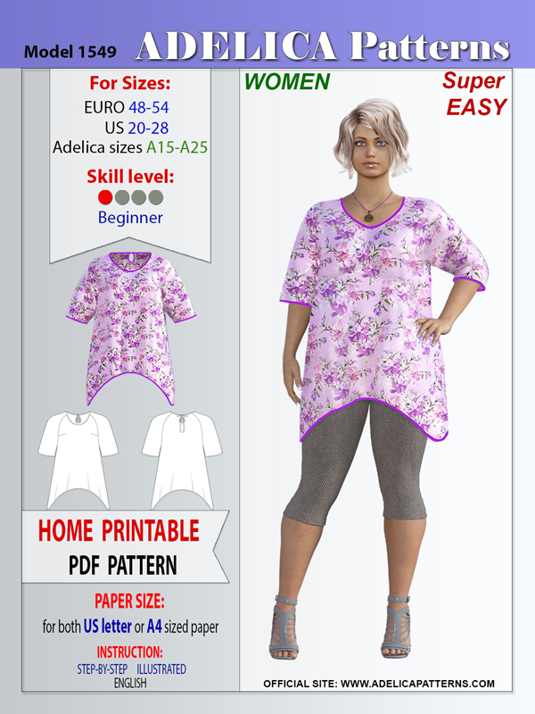 Adelica pattern 1549 Plus size tunic sewing patterns Adelica pattern 1549 Plus size tunic sewing patterns