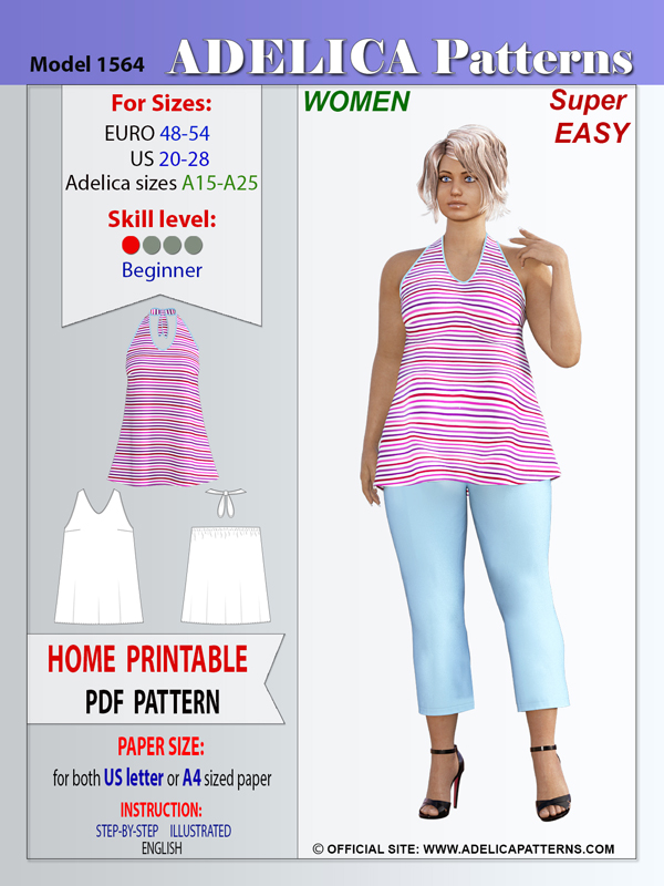 Adelica pattern 1564 Plus size top sewing pattern Adelica pattern 1564 Plus size top sewing pattern