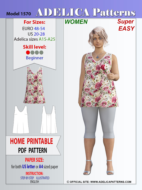 Adelica pattern 1570 Plus size Top Sewing pattern Adelica pattern 1570 Plus size Top Sewing pattern