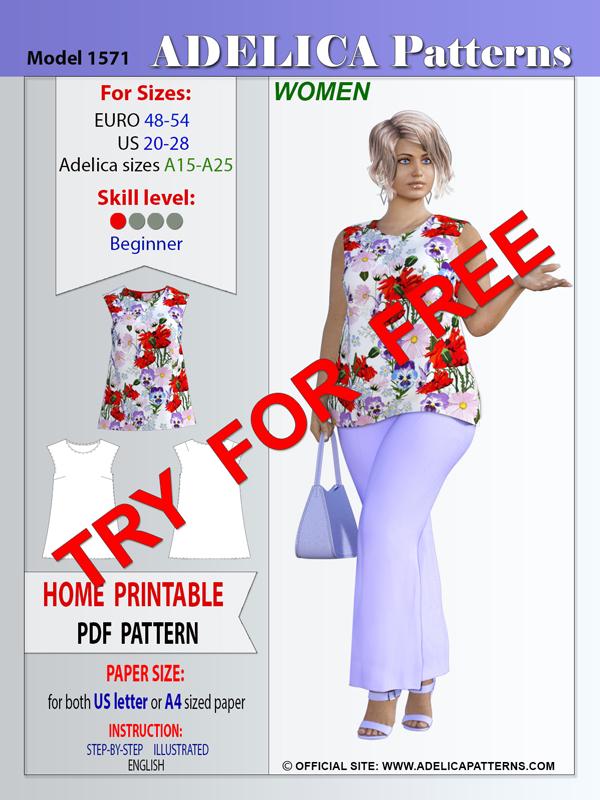 Plus size Summer Top Tunic Sewing Pattern PDF - try for free this Top ...