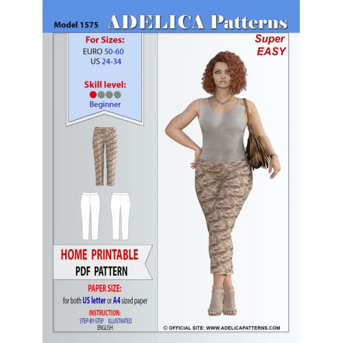 1XL-5XL Women Leggings PDF Sewing Pattern Plus Size Capri Pants