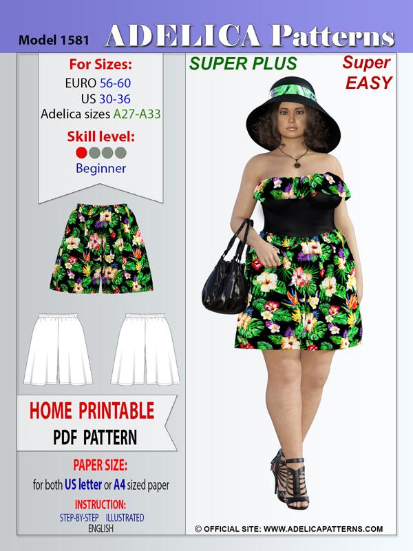 Plus size Shorts Sewing pattern PDF