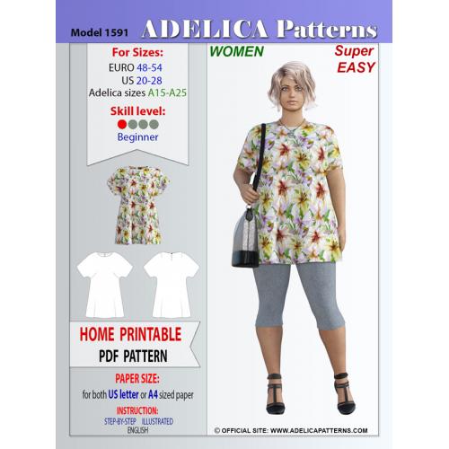 Plus size Tunic Sewing Pattern PDF
