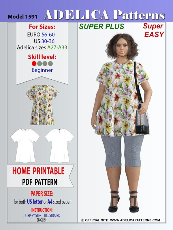 Super Plus size Tunic Sewing Pattern PDF