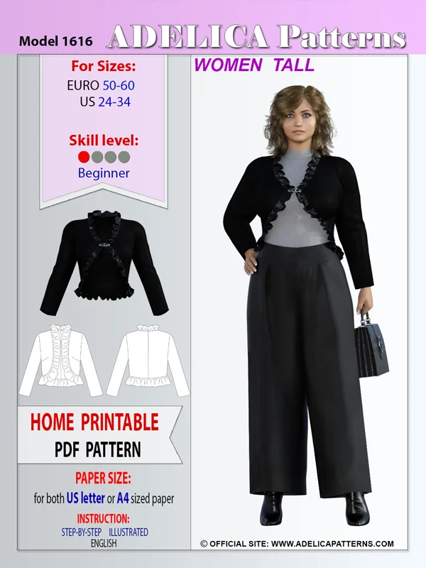 Adelica pattern 1616 Plus size jacket bolero sewing pattern Adelica pattern 1616 Plus size jacket bolero sewing pattern