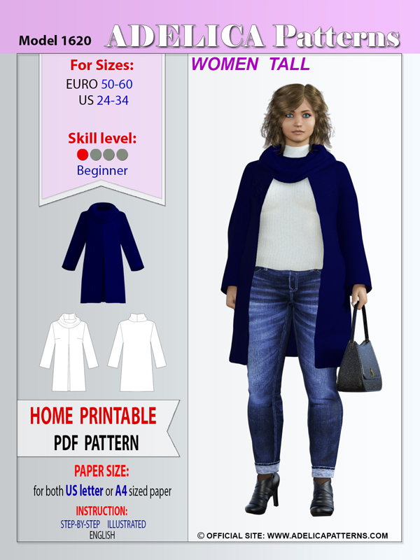 Adelica pattern 1620 Plus size cardigan sewing pattern Adelica pattern 1620 Plus size cardigan sewing pattern