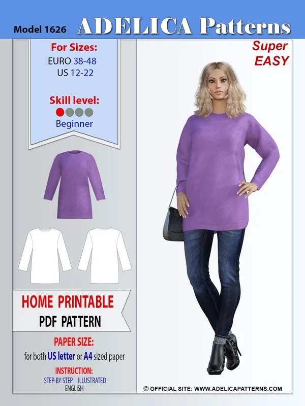 Adelica pattern 1626 Sweatshirt Sewing pattern Adelica pattern 1626 Sweatshirt Sewing pattern