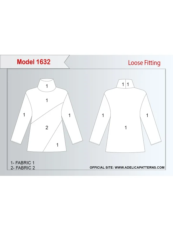 Adelica pattern 1632 Tunic Sweatshirt Sewing pattern Adelica pattern 1632 Tunic Sweatshirt Sewing pattern