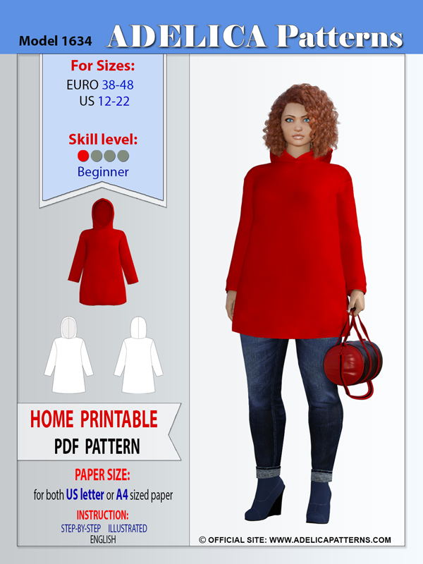 Adelica pattern 1634 Plus size Sweatshirt sewing pattern Adelica pattern 1634 Plus size Sweatshirt sewing pattern