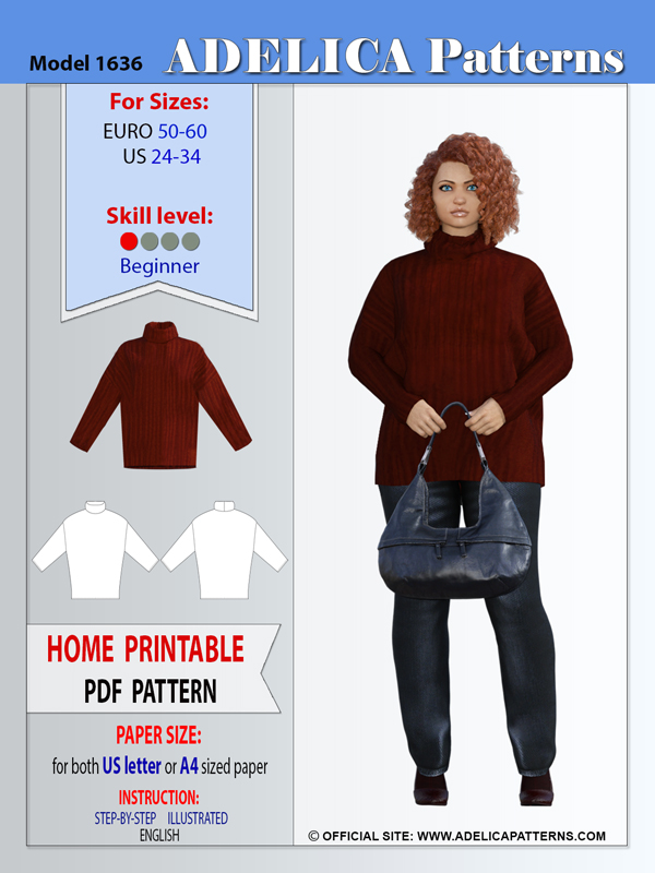Adelica pattern 1636 Plus size sweatshirt sewing pattern Adelica pattern 1636 Plus size sweatshirt sewing pattern