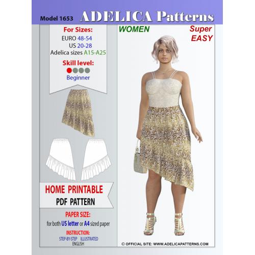 Plus size skirt sewing pattern 1227 by Adelica Patterns