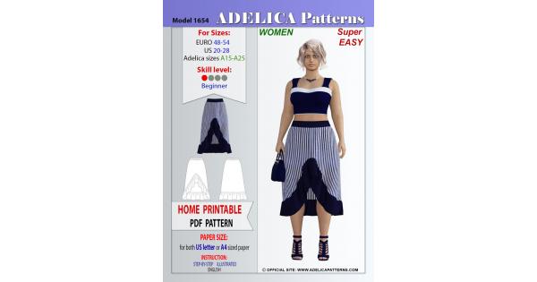 Plus size skirt sewing pattern 1227 by Adelica Patterns