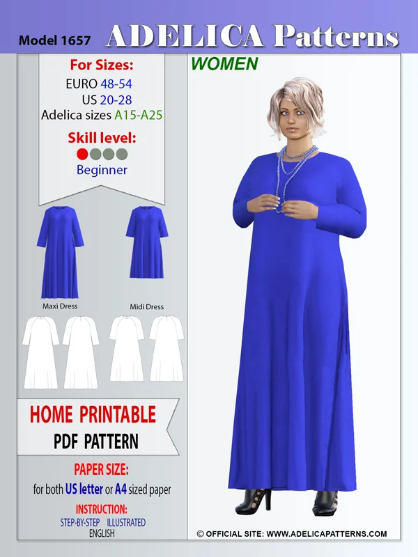 Adelica pattern 1657 Plus size Boho Dress Sewing Pattern Adelica pattern 1657 Plus size Boho Dress Sewing Pattern