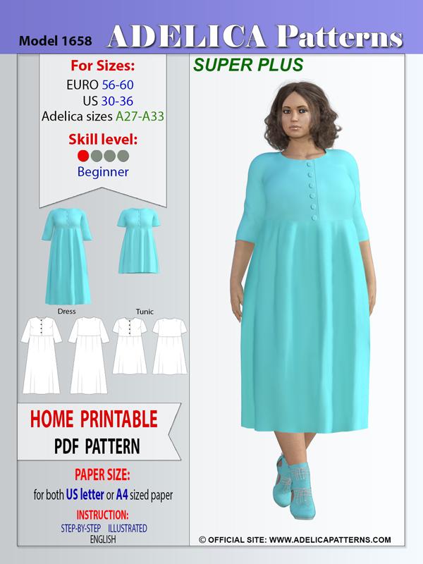 en sælger smidig interval Super Plus size Dress Sewing Pattern 1658 by Adelica Patterns