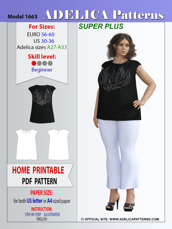 Adelica pattern 1663 Super Plus size Top Tunic Sewing pattern Adelica pattern 1663 Super Plus size Top Tunic Sewing pattern