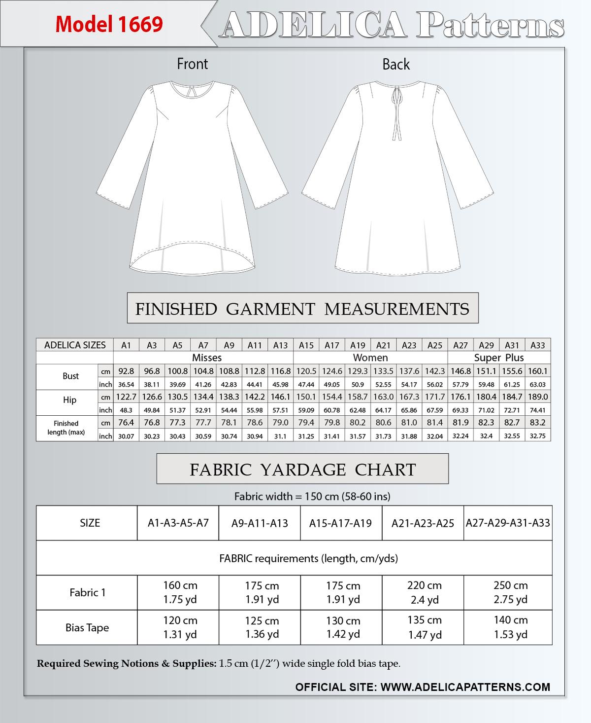 Adelica pattern 1669 Plus size Tunic sewing pattern PDF