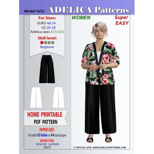 PDF Woman Flared Pant Size 54 Eu/ PDF Pattern Trousers Size 54 Eu / PDF  Sewing Patterns for Women / Digital Downloads/ Plus Size Patterns -   Canada