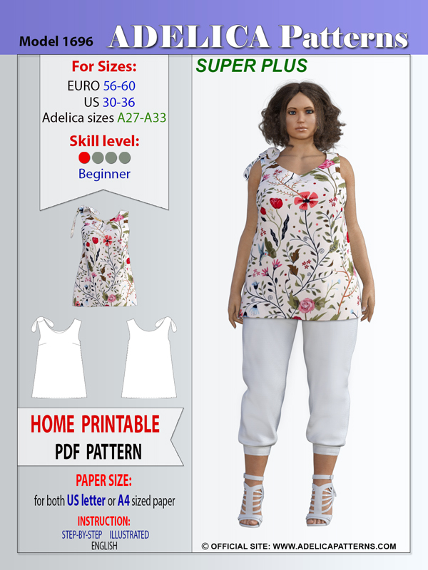 Adelica pattern 1696 Super Plus size Top sewing pattern Adelica pattern 1696 Super Plus size Top sewing pattern