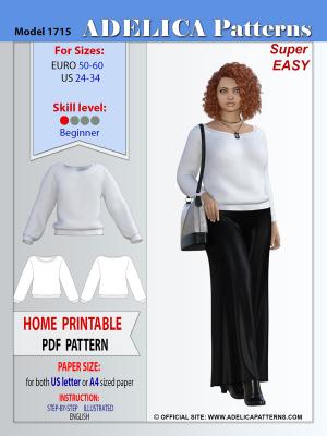 Super Plus size sewing patterns PDF by Adelica Patterns