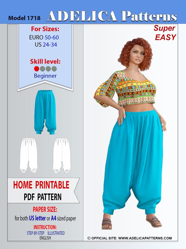 Plus size Zouave Harem Pants Sewing Patterns